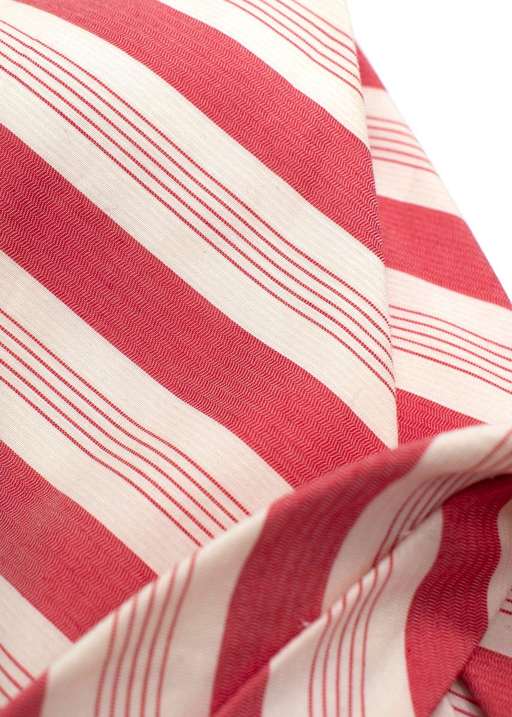 Isaia Red and White Striped Tie