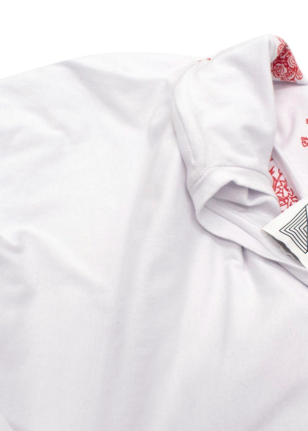 Rosie Assoulin White Floral Detail Long Sleeve T-Shirt Dress