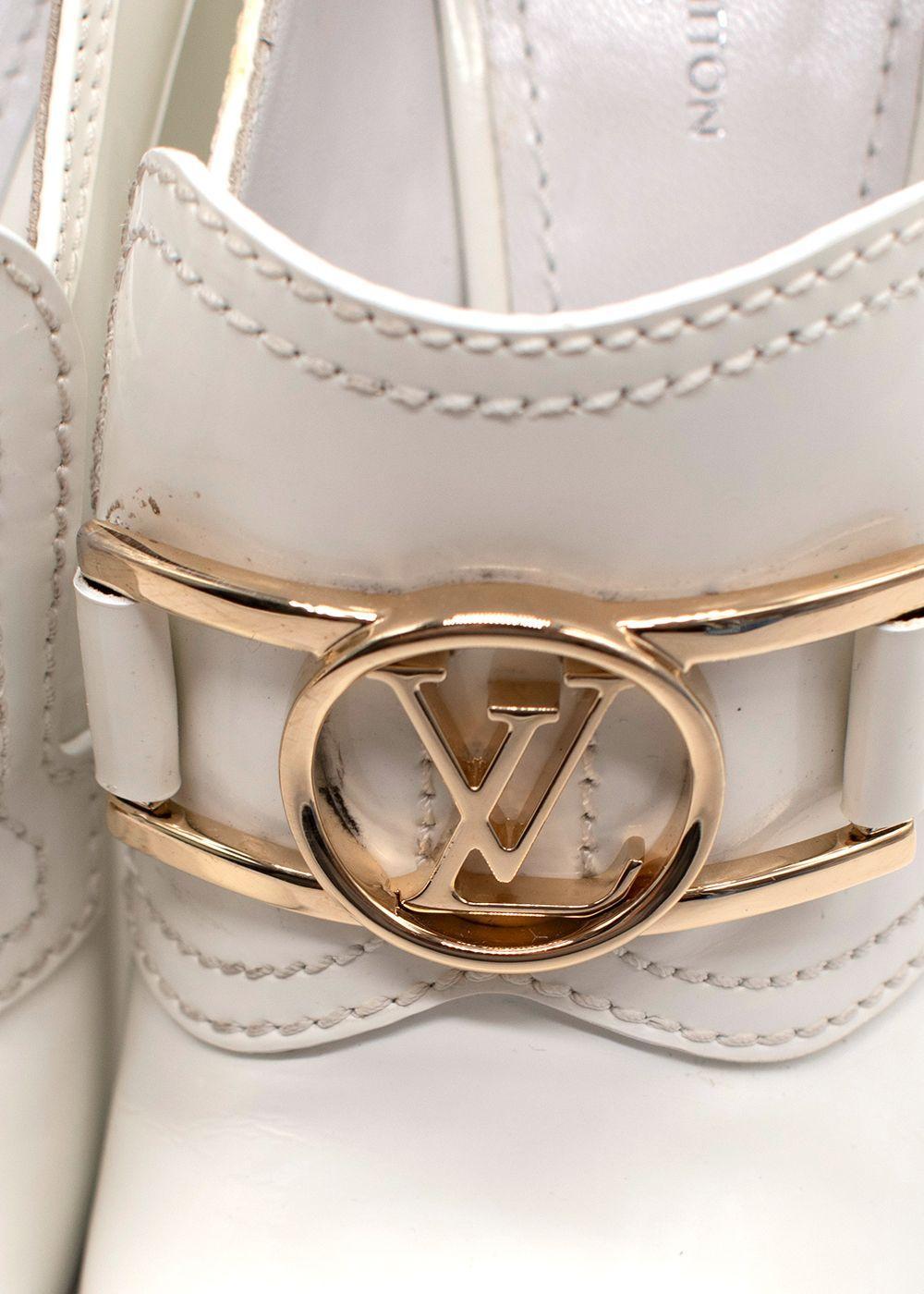 Louis Vuitton White Block Heel Loafer Style Shoes