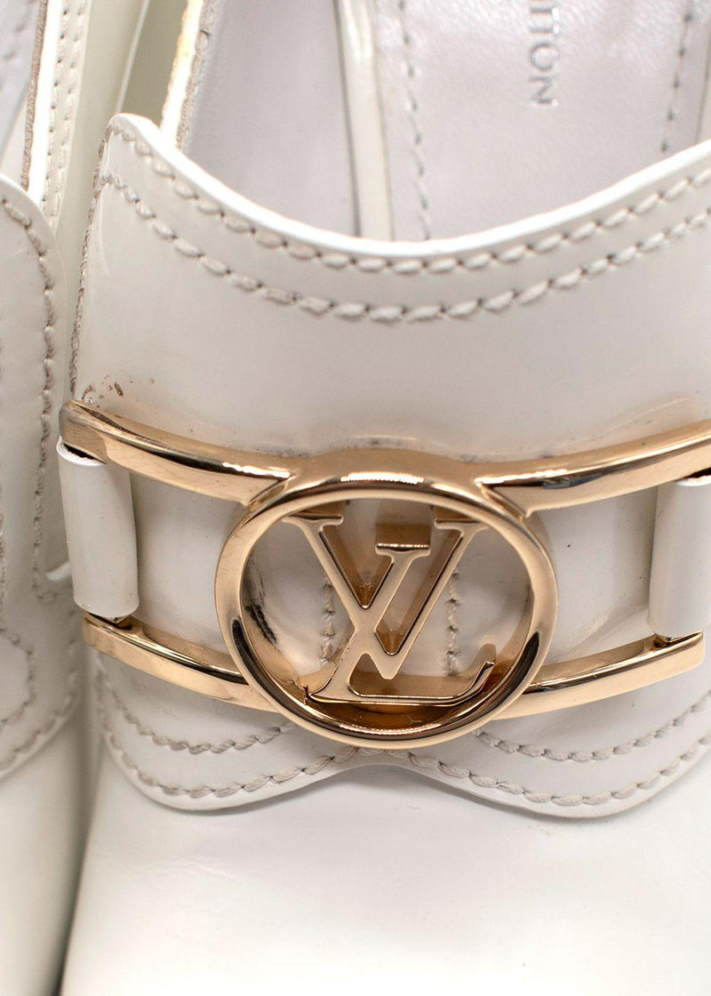 Louis Vuitton White Block Heel Loafer Style Shoes