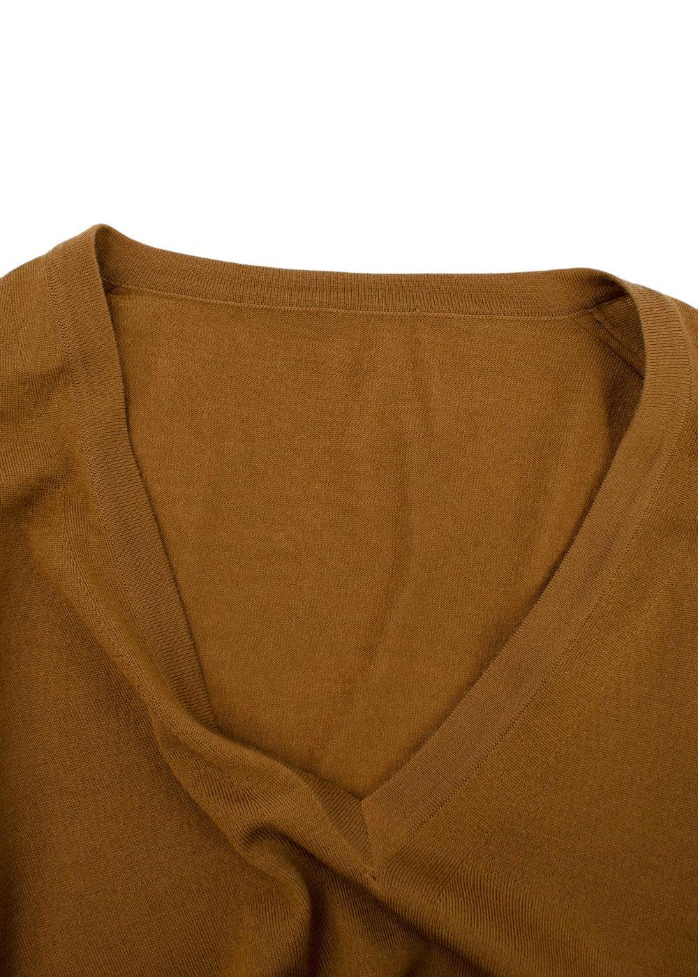 Bespoke Brown Fine Knit V Neck Sweater