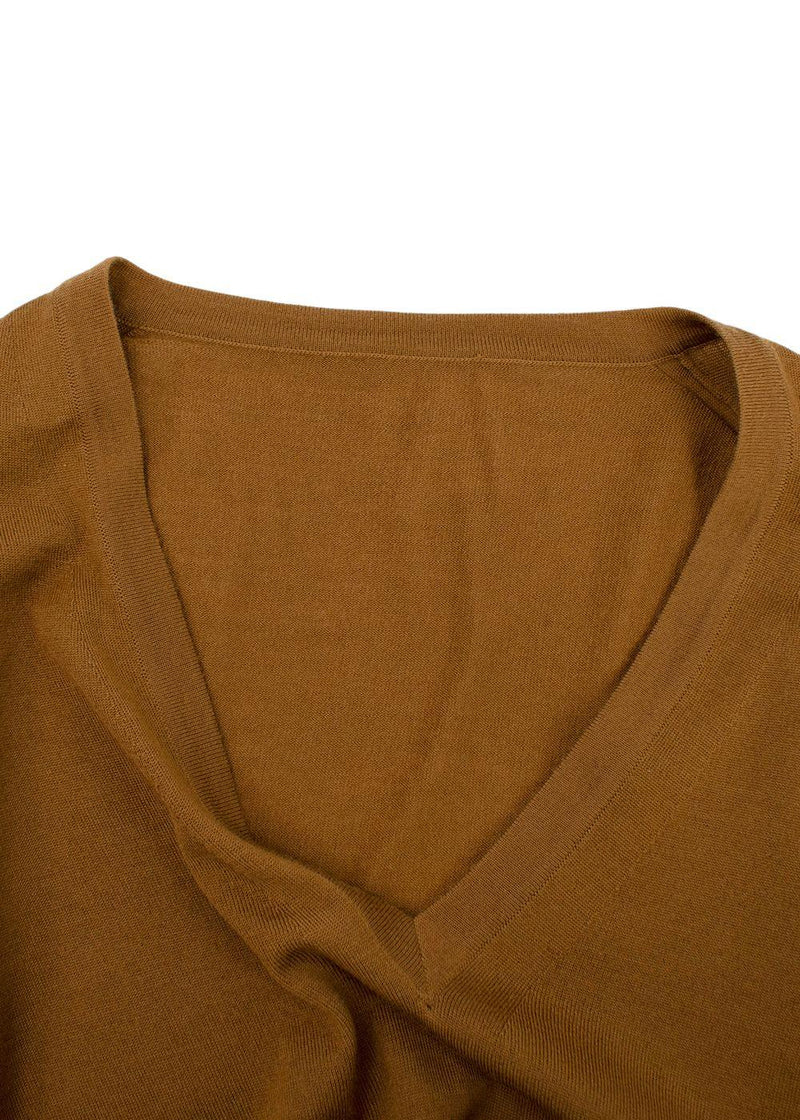 Bespoke Brown Fine Knit V Neck Sweater