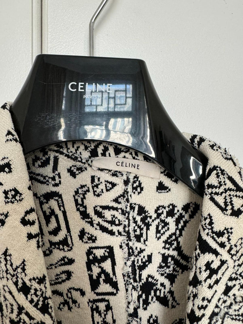 Celine Runway Black and Cream Runway Belted Coat
