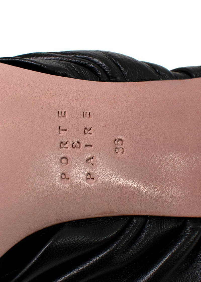 Porte & Paire Black Leather Mules