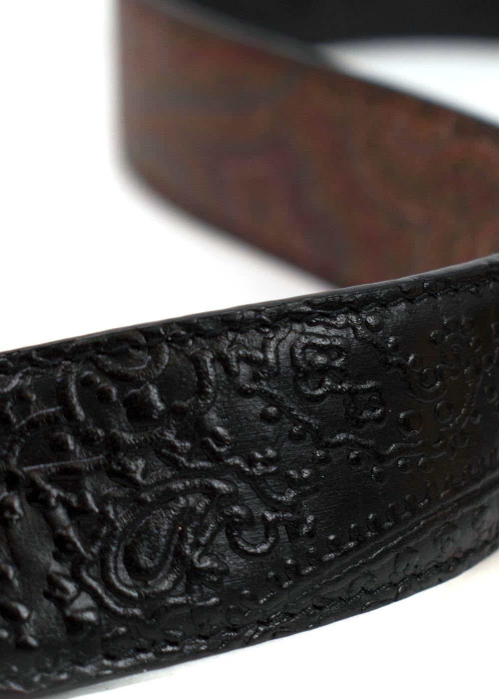 Etro Paisley/Black Reversible Embroidered Belt