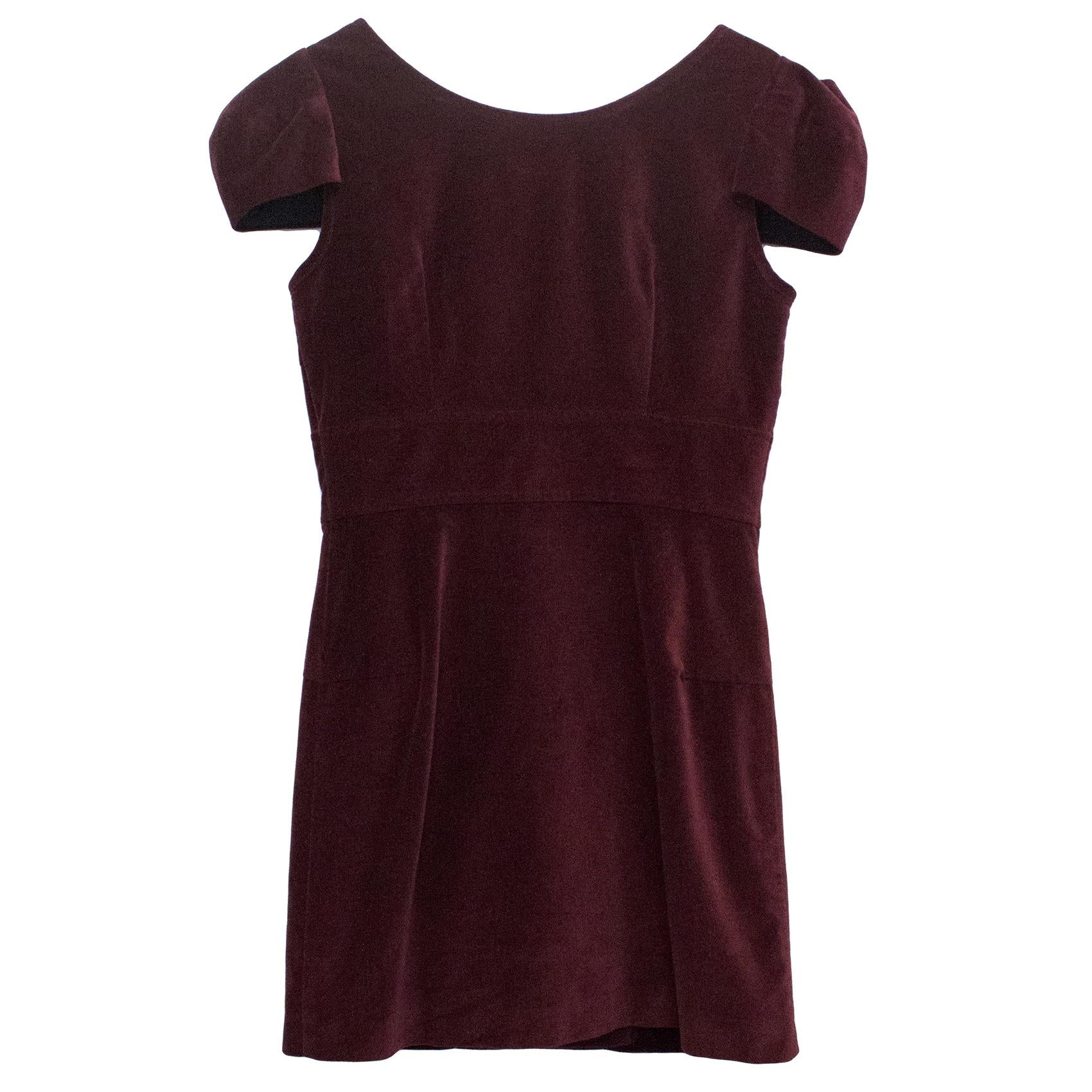 Eleven Paris Burgundy Velvet Zip Dress