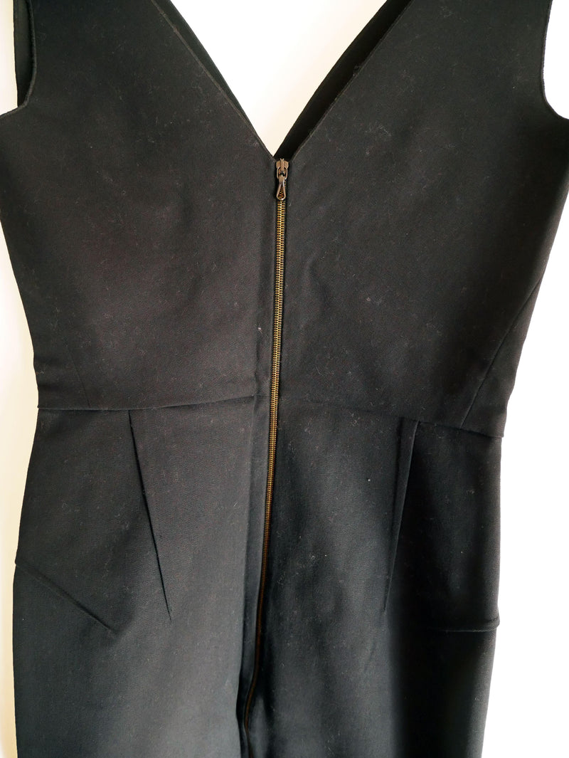 Jasper sleeveless black v-neck stretch twill dress