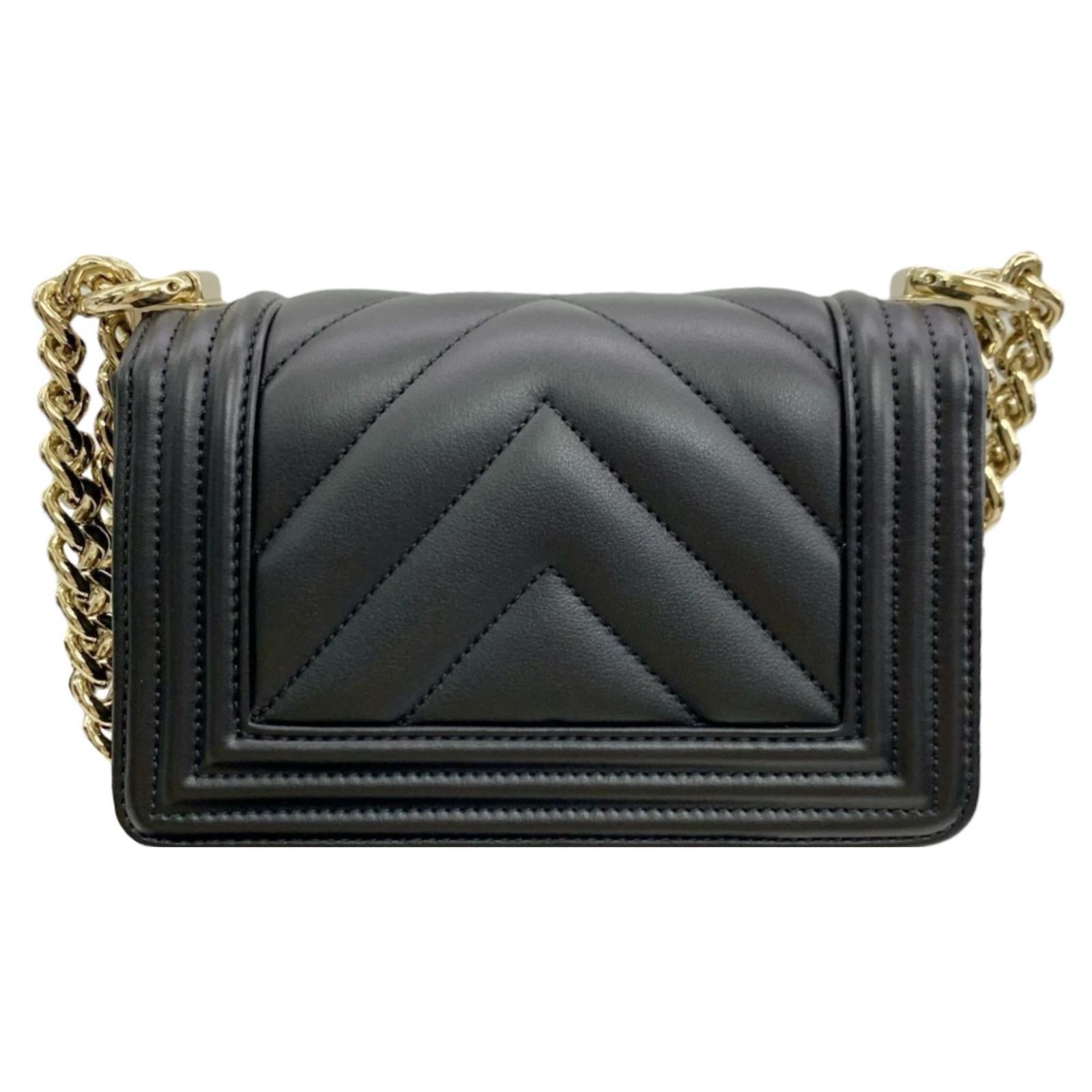 Chanel Black Chevron Mini Boy Bag