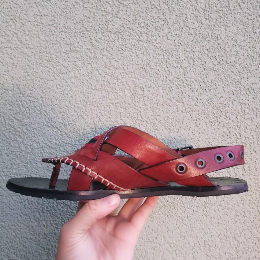 Bottega Veneta red leather sandals