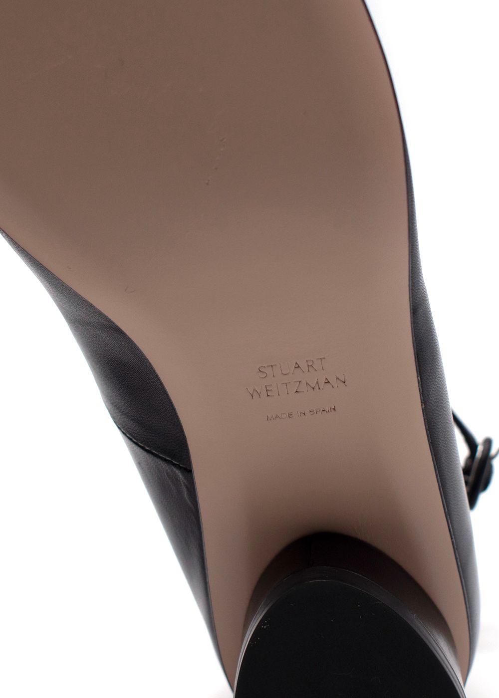 Stuart Weitzman Black Round Toe Ankle Strap Pumps
