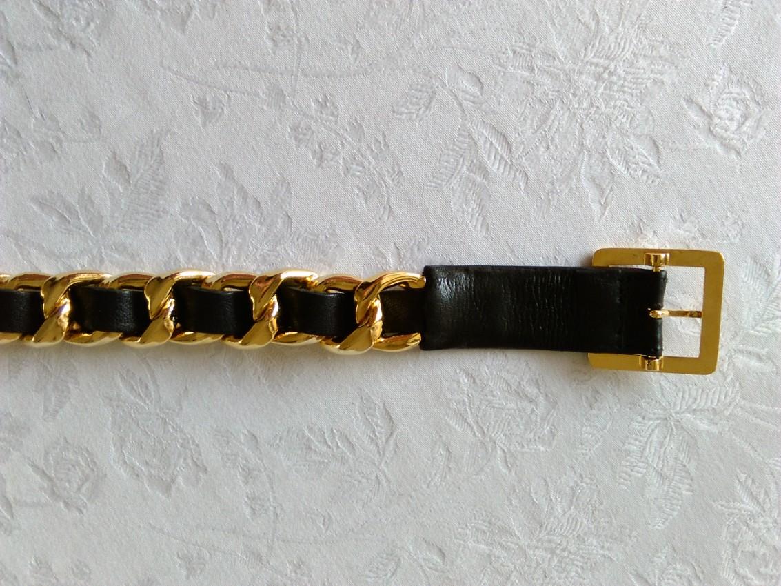 Chanel Vintage Gold Plated Leather Chain Belt