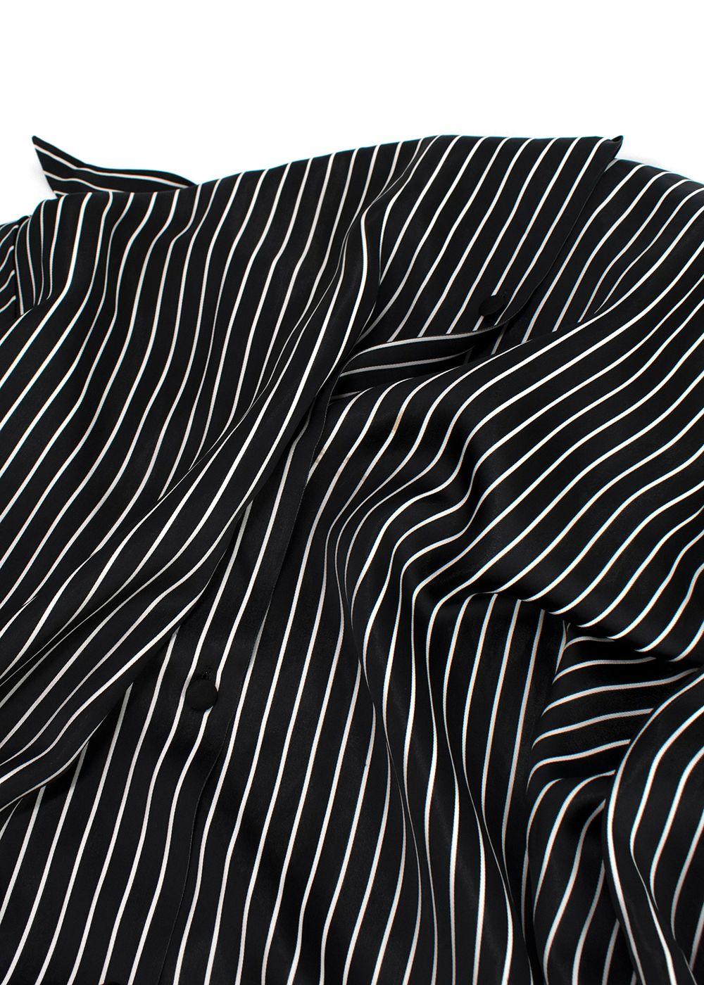 Balenciaga Black Striped Logo Oversized Shirt with Tie Detail