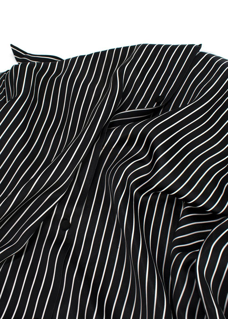 Balenciaga Black Striped Logo Oversized Shirt with Tie Detail