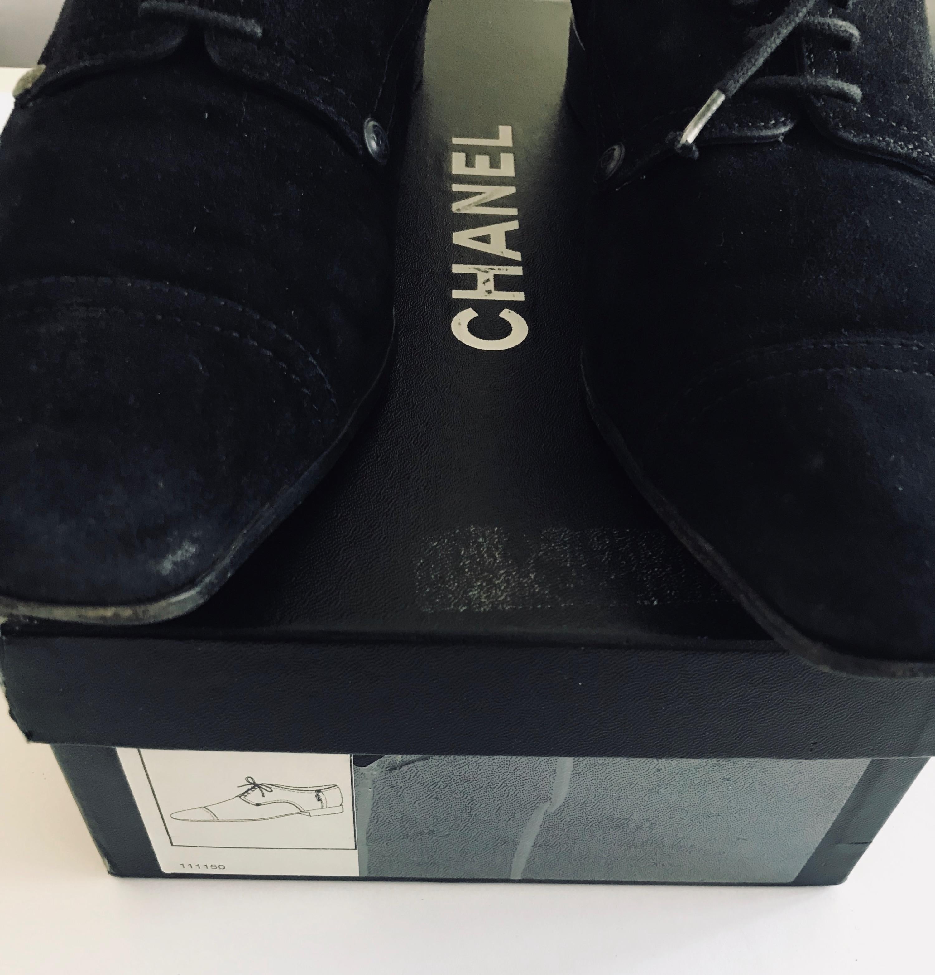 Vintage Black Suede Point Toe Oxford Shoes