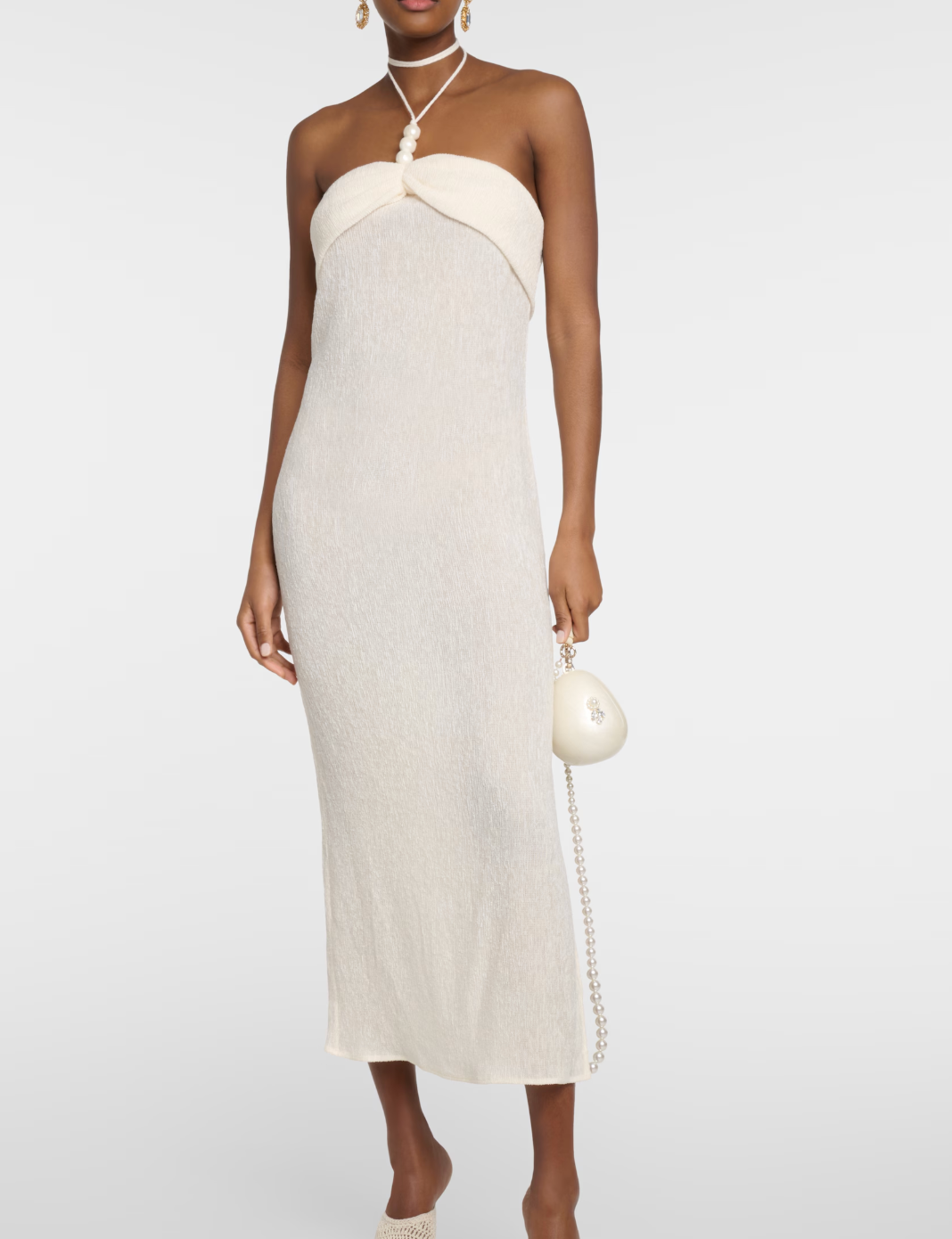 Magda Butrym Pearl-detail Halterneck Midi Dress