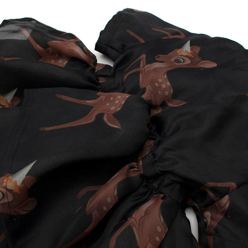 Deer Print Black Organza Shirt Dress