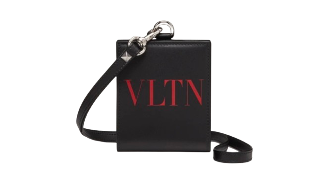 Valentino Black Foldable Wallet on Strap