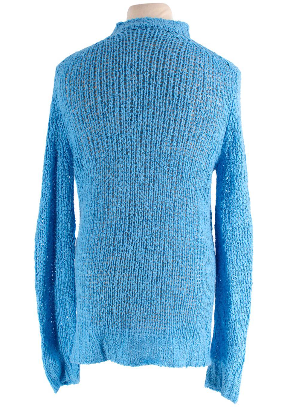 Jil Sander Blue Knitted Linen Jumper