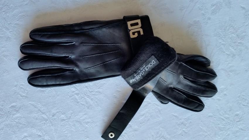 Dolce & Gabbana DG Black Leather Gloves