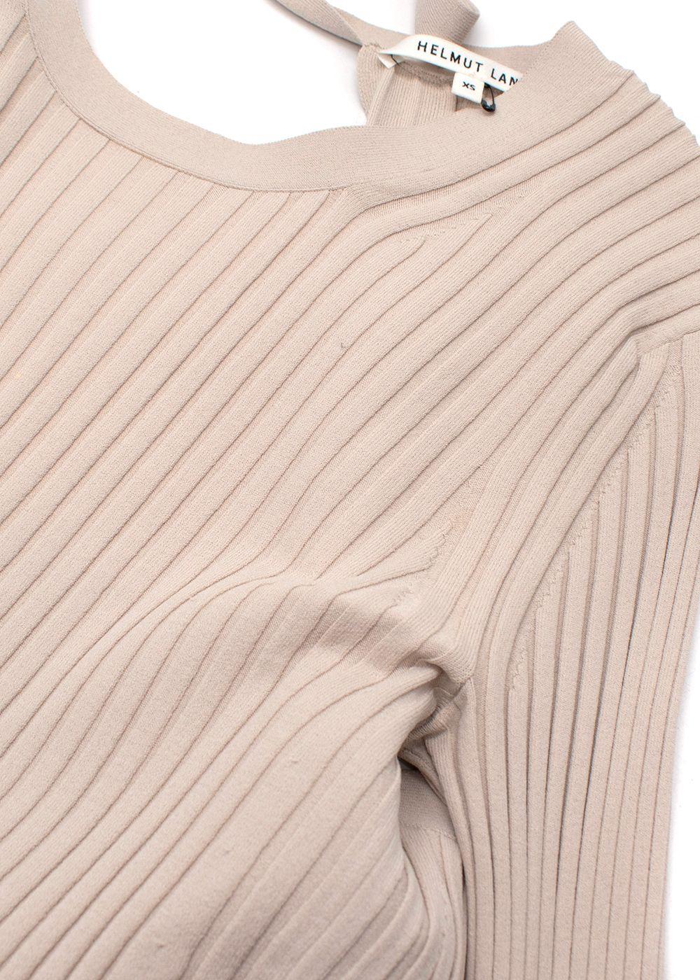 Helmut Lang Natural Ribbed Bow Detail Backless Top