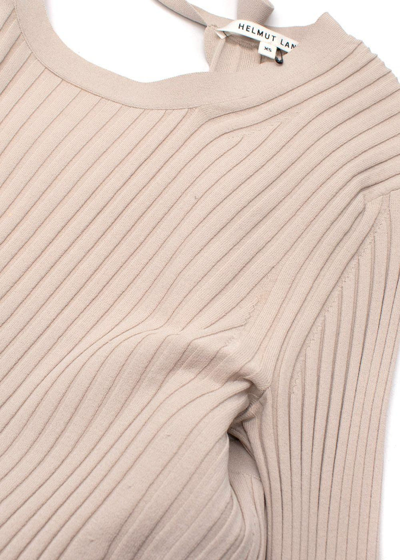 Helmut Lang Natural Ribbed Bow Detail Backless Top