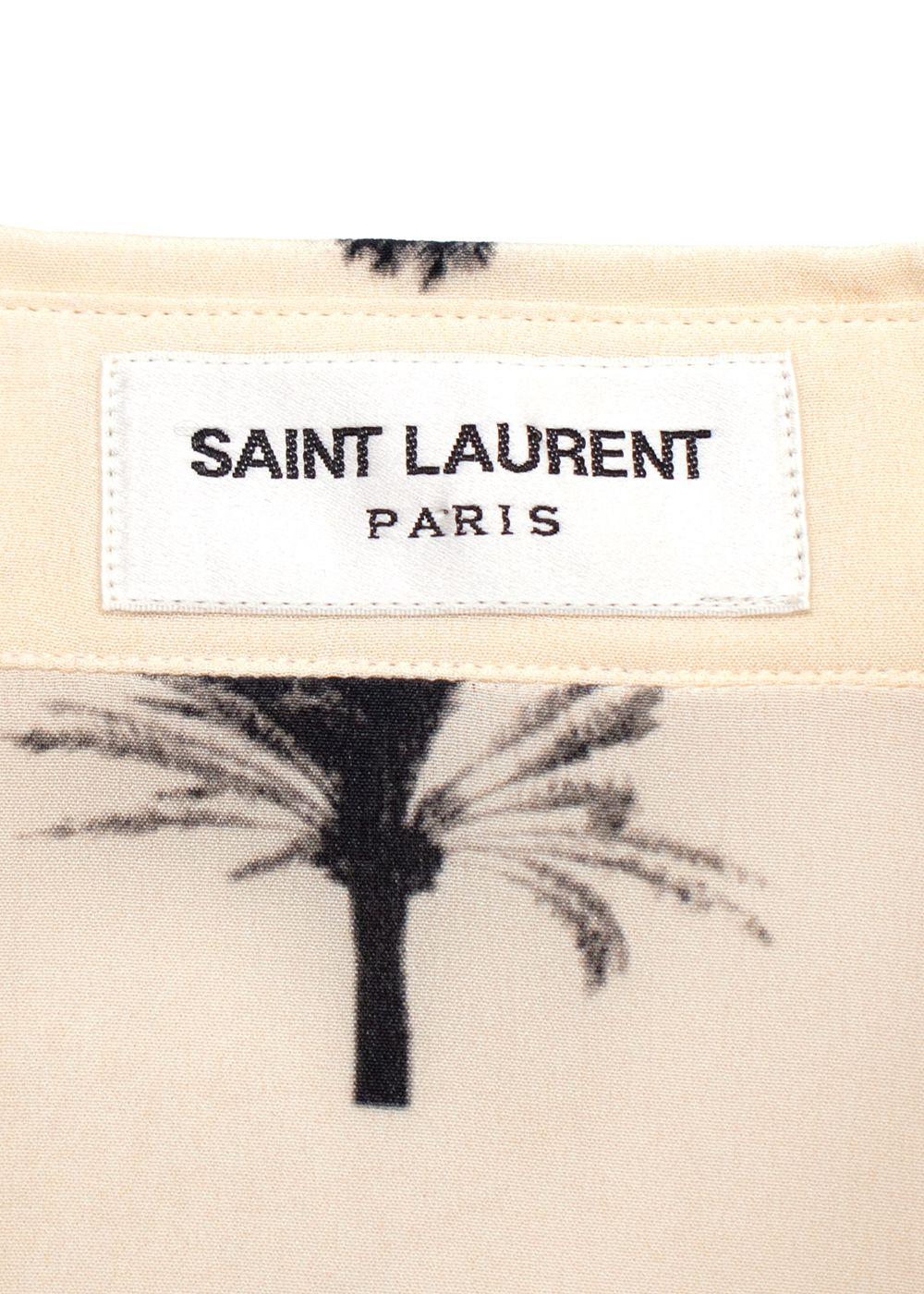 Saint Laurent Cream Palm Tree Print Silk Shirt