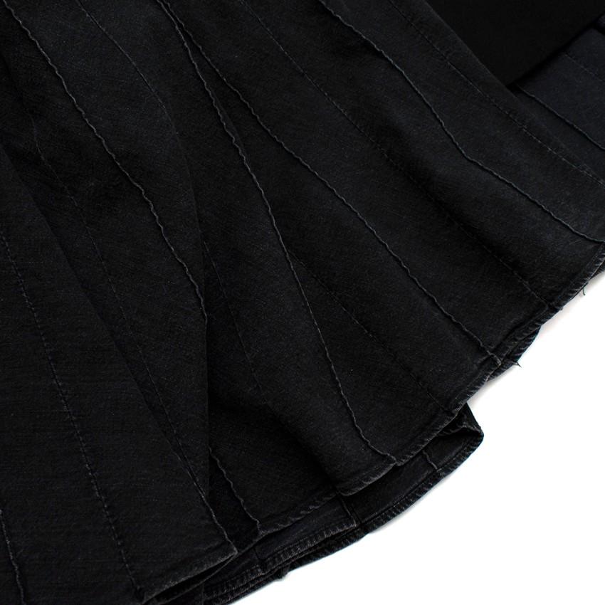Sacai Black Wool Pleated Denim Skirt Midi Dress