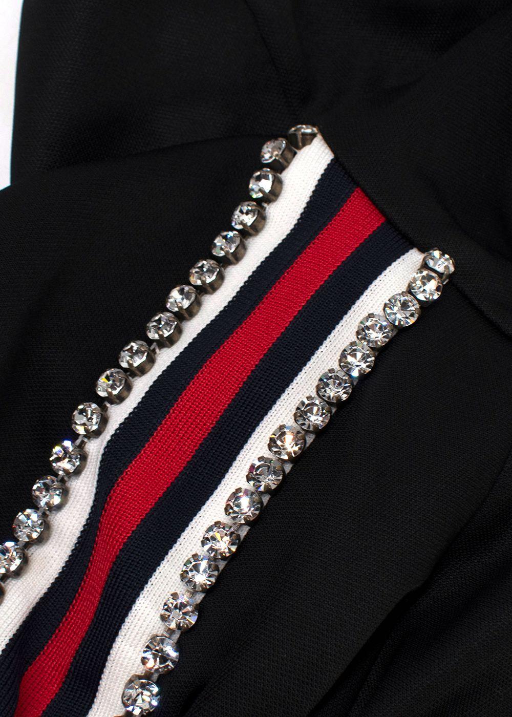 Gucci Black Crystal Stripe Sleeve Zip Up Hoodie