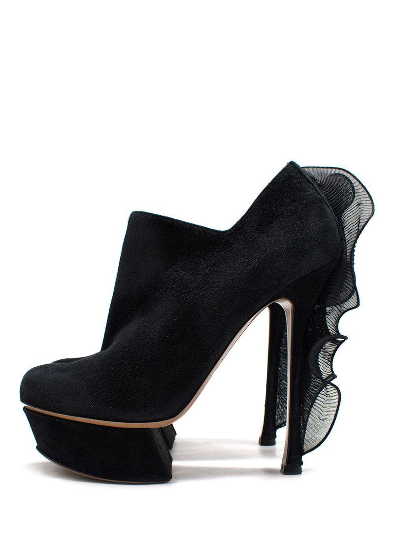 Nicholas Kirkwood black suede platform ankle boot