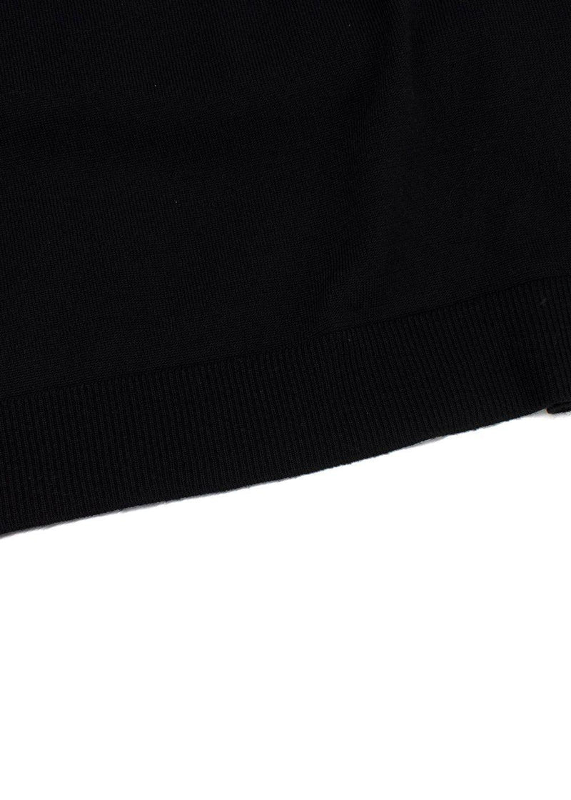 Lanvin Black Wool Knit Midi Dress with Floral Applique Detail