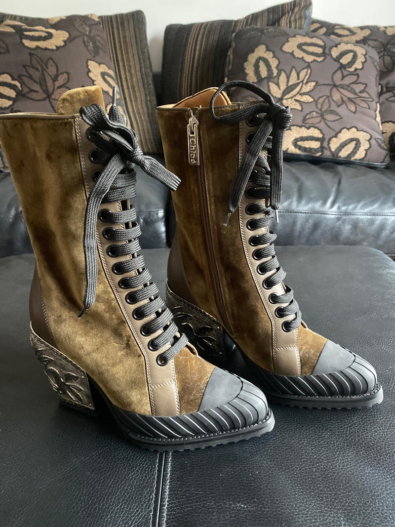 Rylee Embellished Heel Velvet Ankle Boots