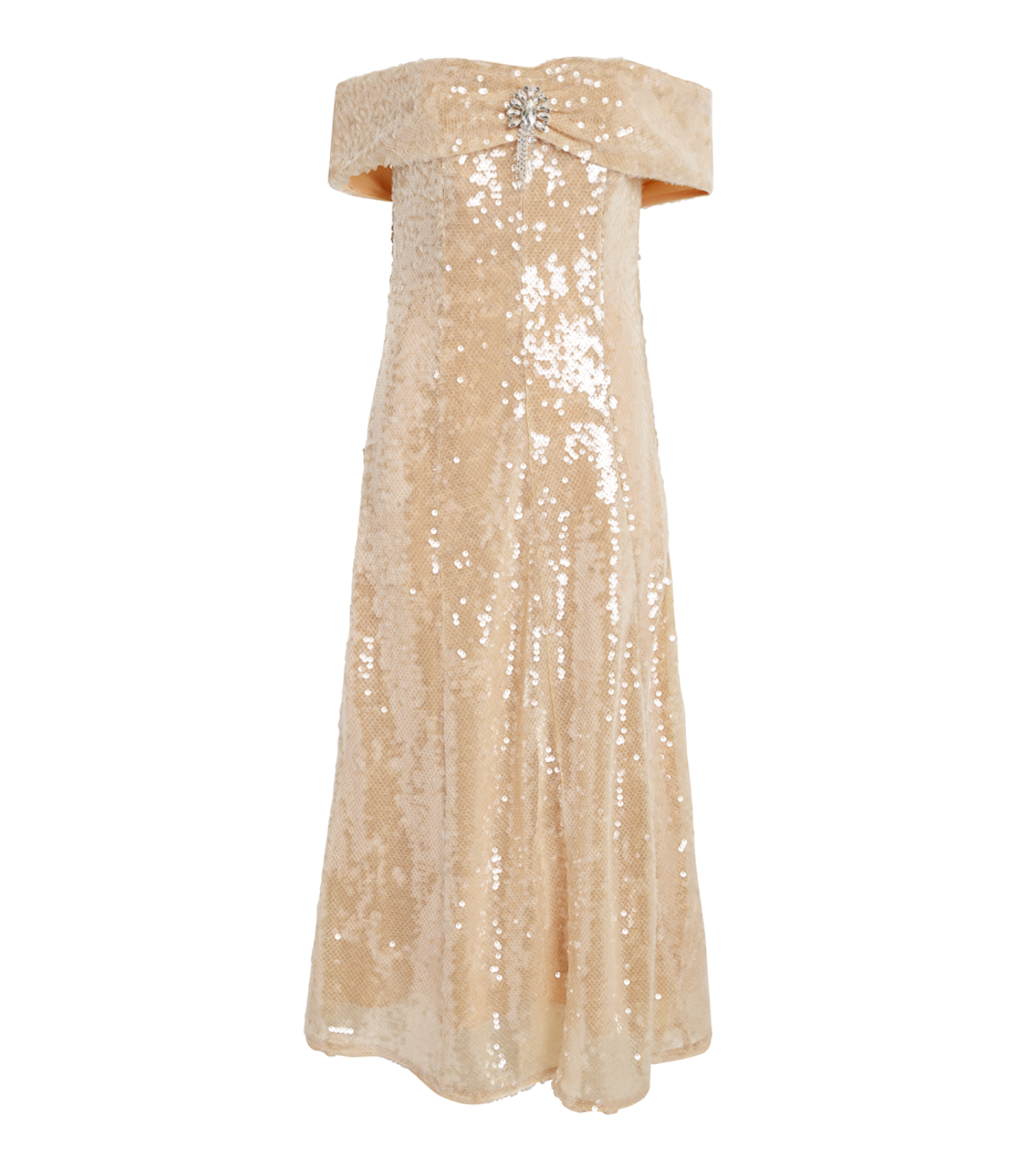 Self-Portrait Embellished Off-The-Shoulder Midi Dress