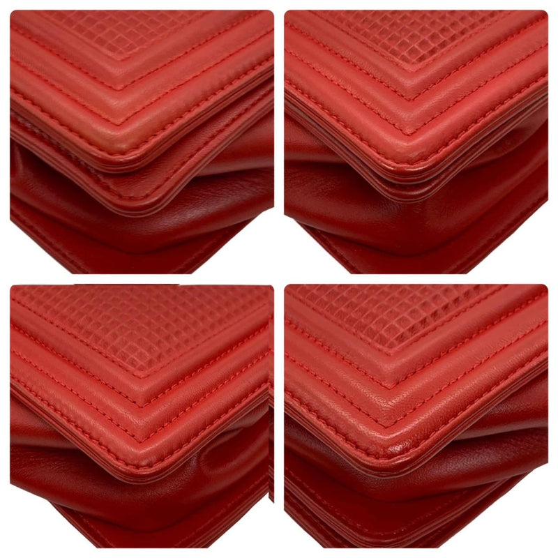 Chanel Red Textured Medium Boy Bag
