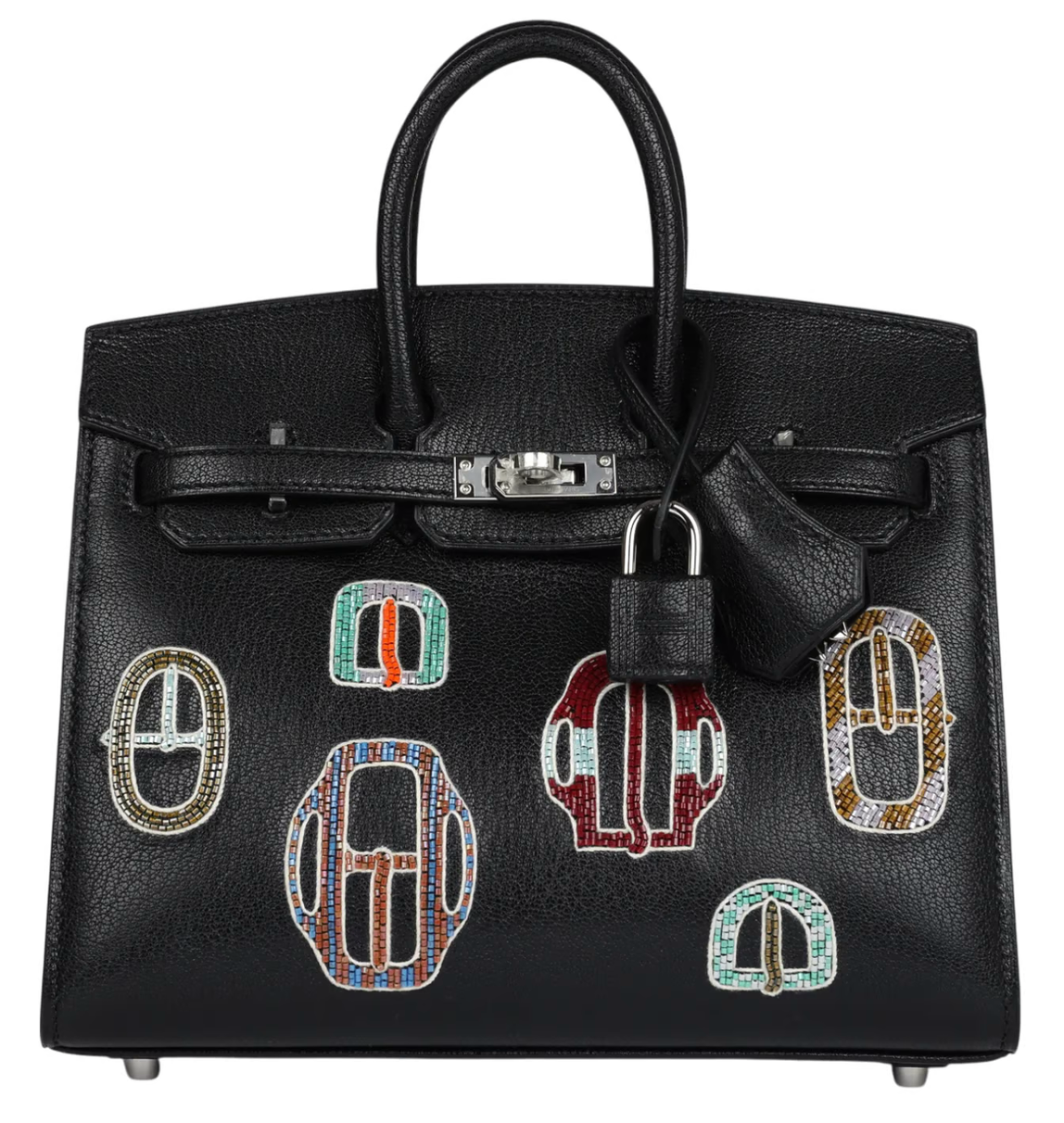Hermès Birkin 20 Sellier "Bouclerie Moderne Casaque" Chèvre Chamkila Noir with Palladium Hardware