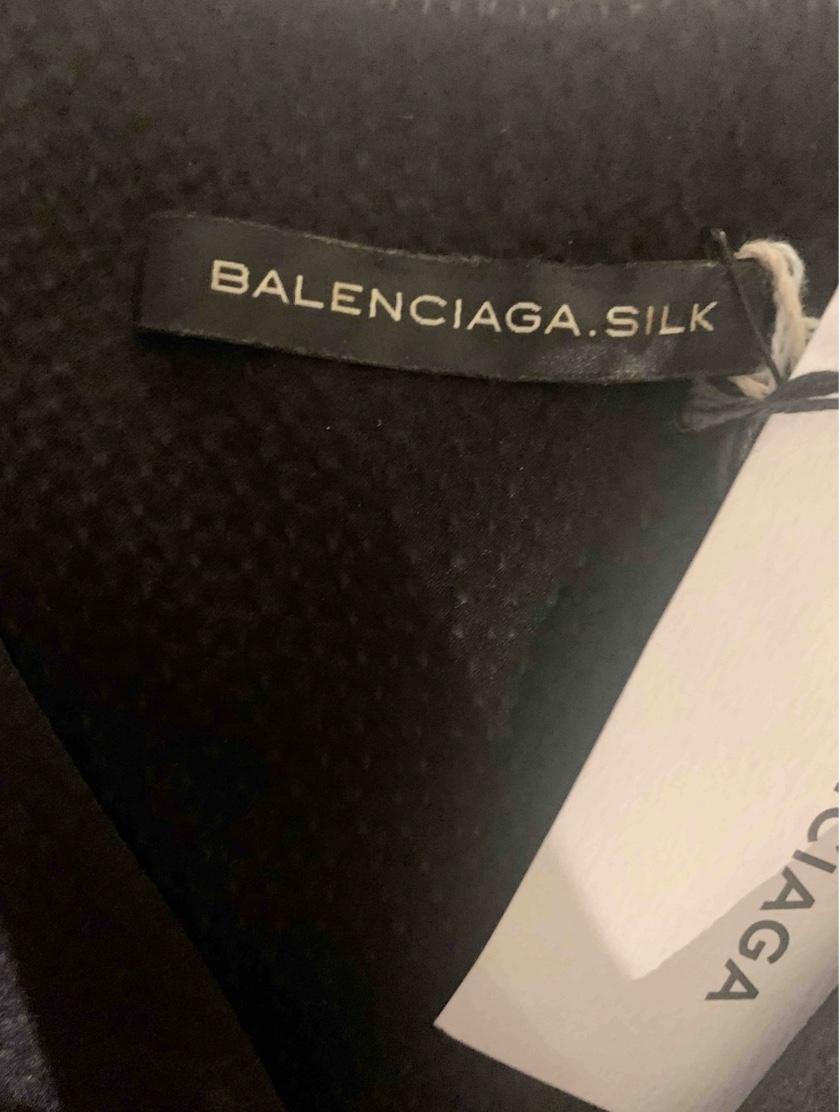 Balenciaga Black Draped Silk Dress