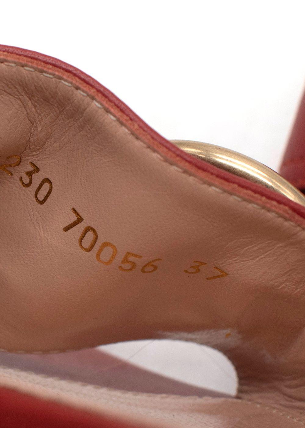 Gianvito Rossi Brick Red Buckle Detail Leather Slides