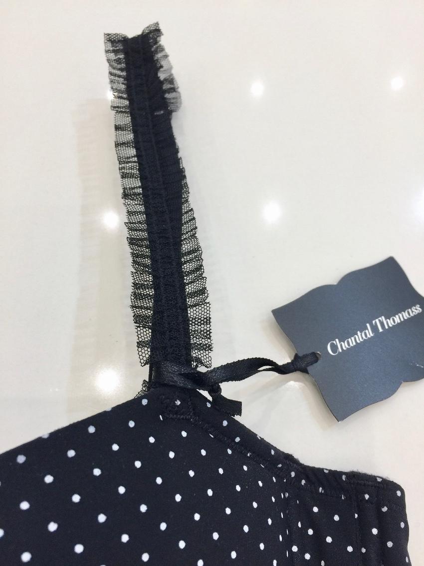 Chantal Thomass Fine Polka Dot Padded Half Cup Bra & Thong Set