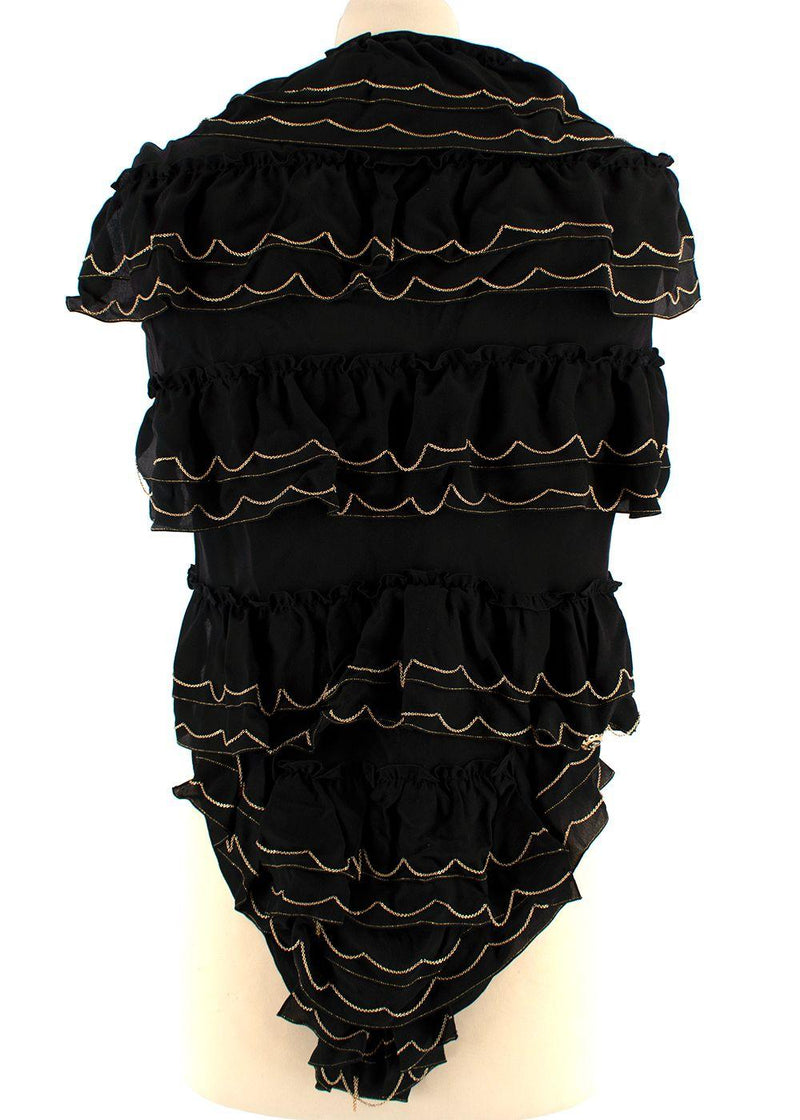 Chanel Black & Gold Tiered Chain Trimmed Scarf Top