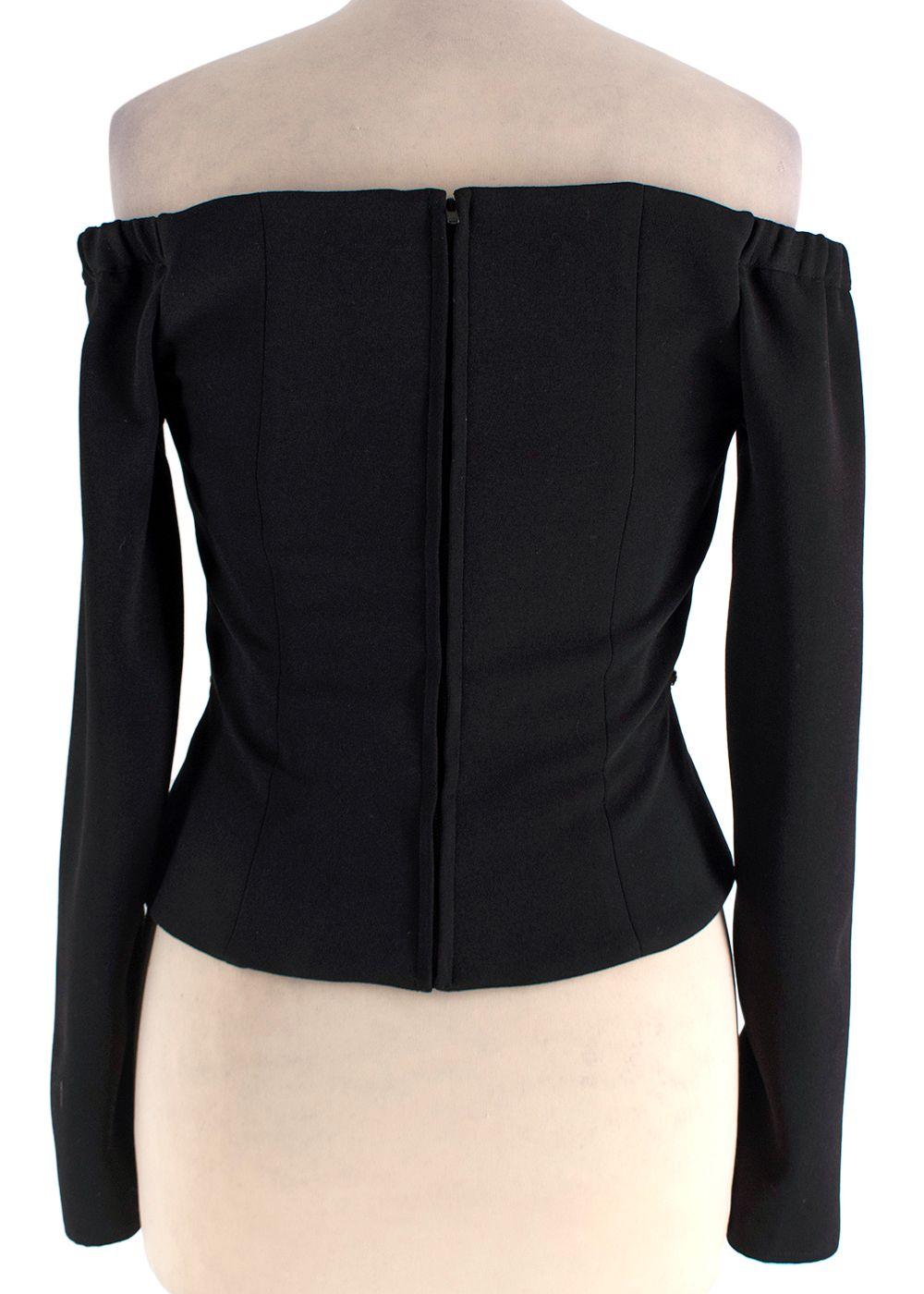 Self-Portrait Black Embellished Off-Shoulder Top & Mini Skirt Set