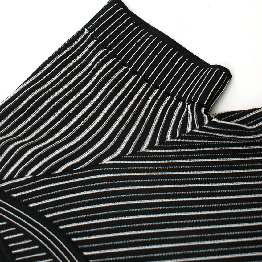 Alaia Black & White Striped Knit Skater Dress
