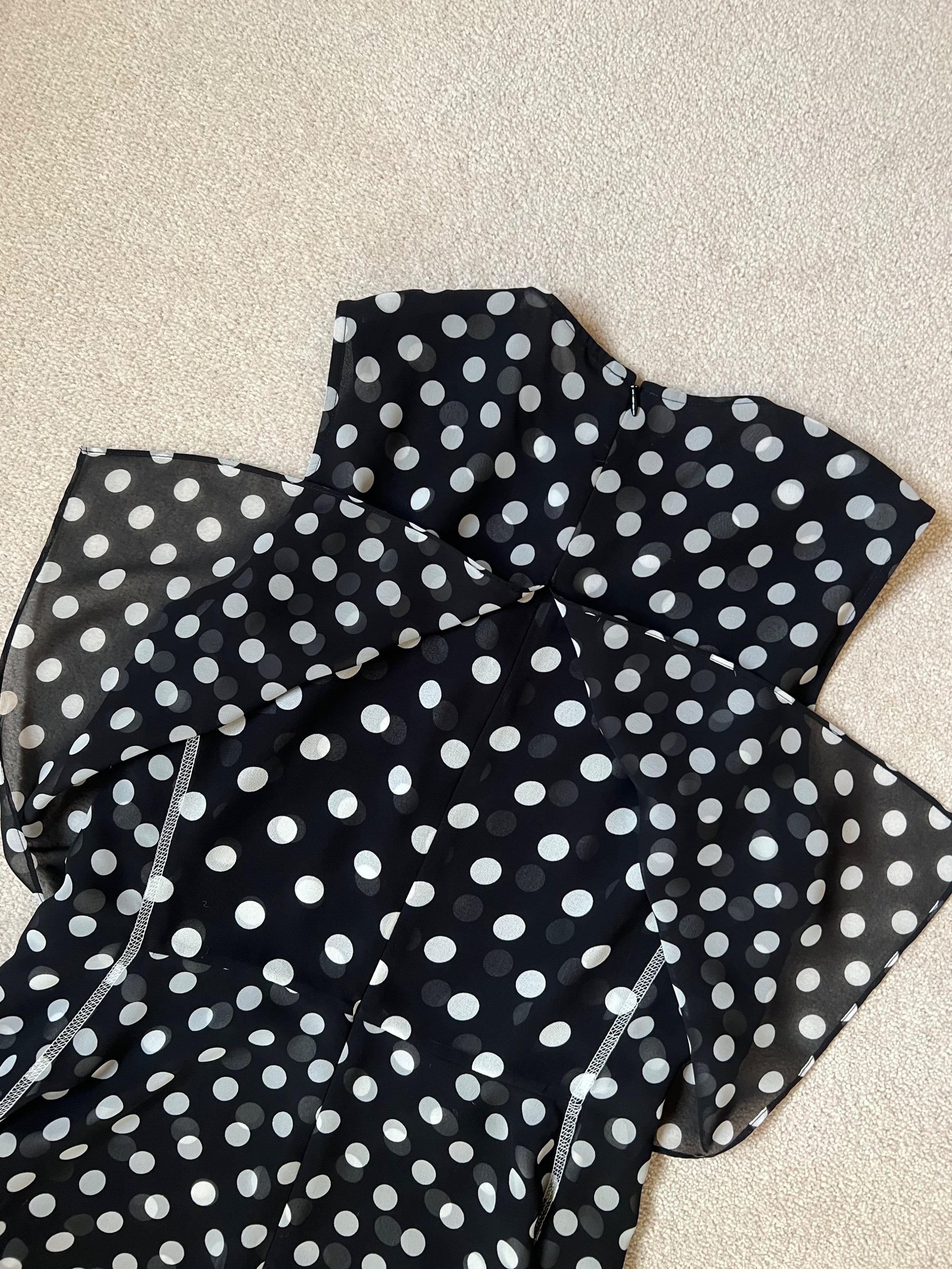 Sleeveless Polka-Dot Popover Dress