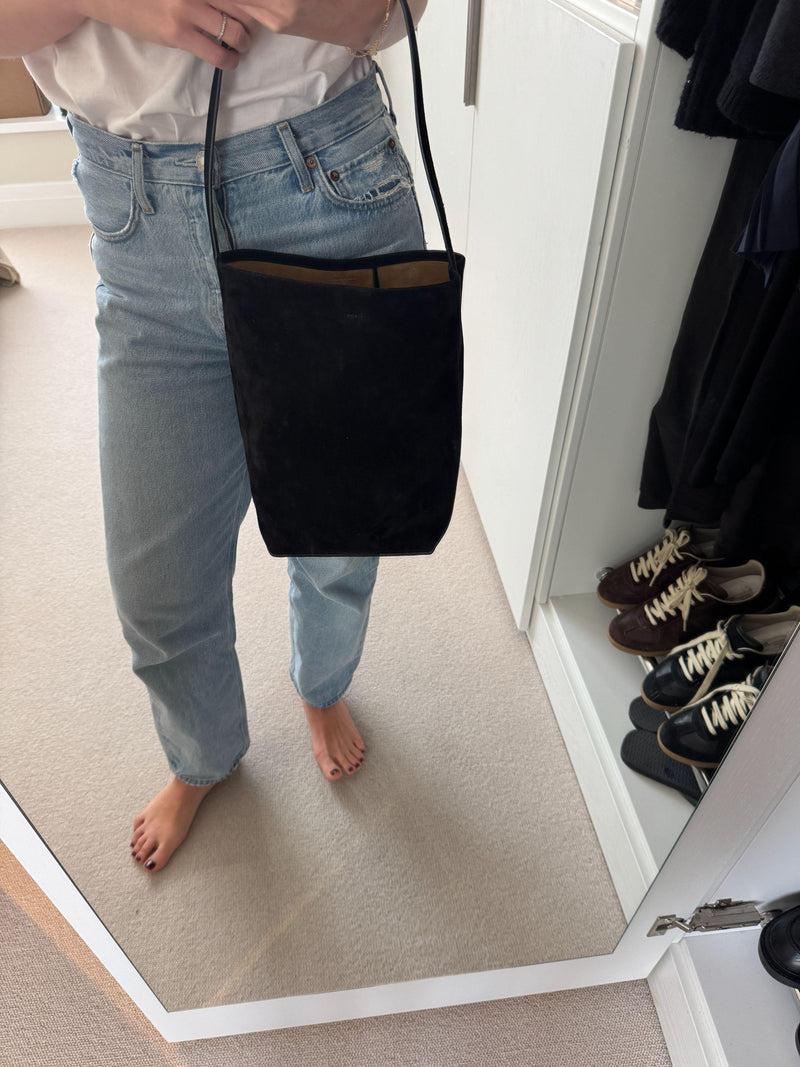 The Row Black Suede Medium N/S Park Tote