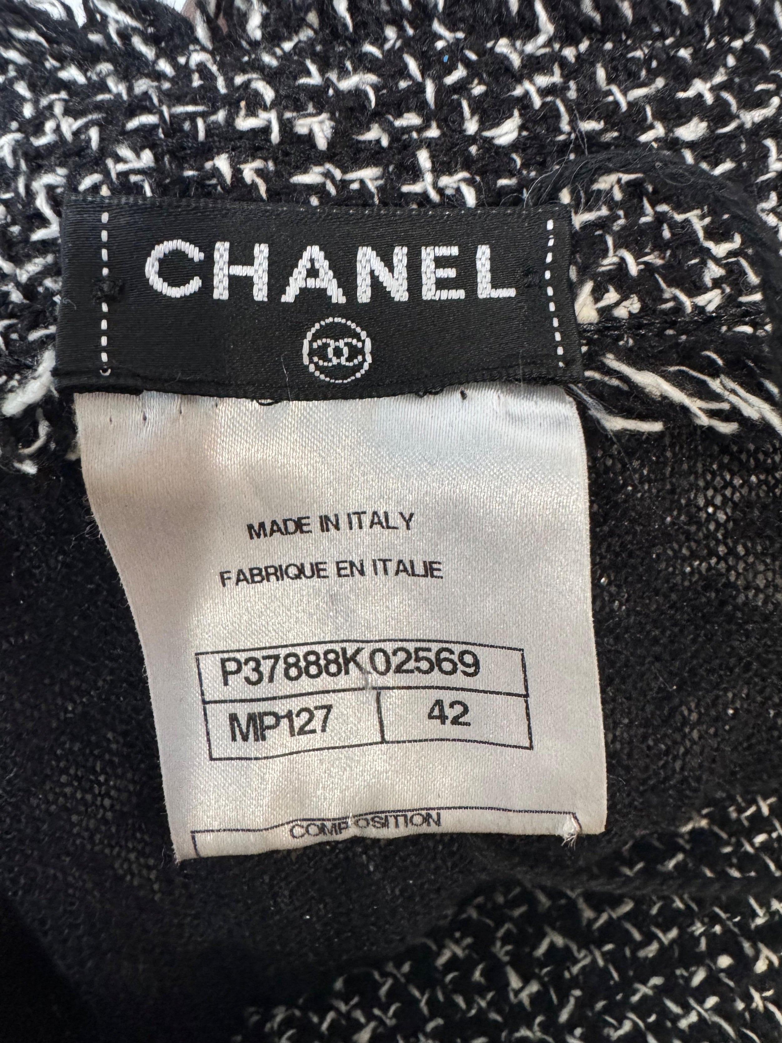 Chanel Black and White Sequin Embellished Dress