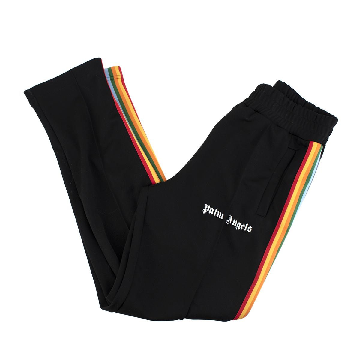 Palm Angels Black Rainbow Side Straps Track Pants