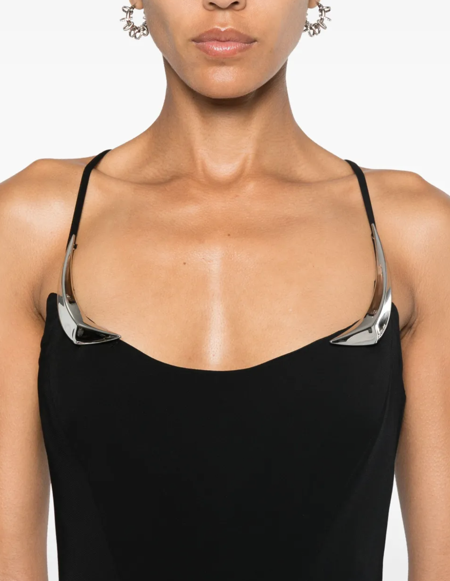 Mugler Metallic-Details Midi Dress