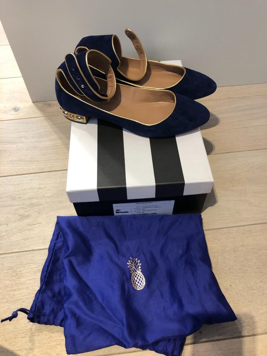 Aquazzura Lucky Star embellished suede ballet flats