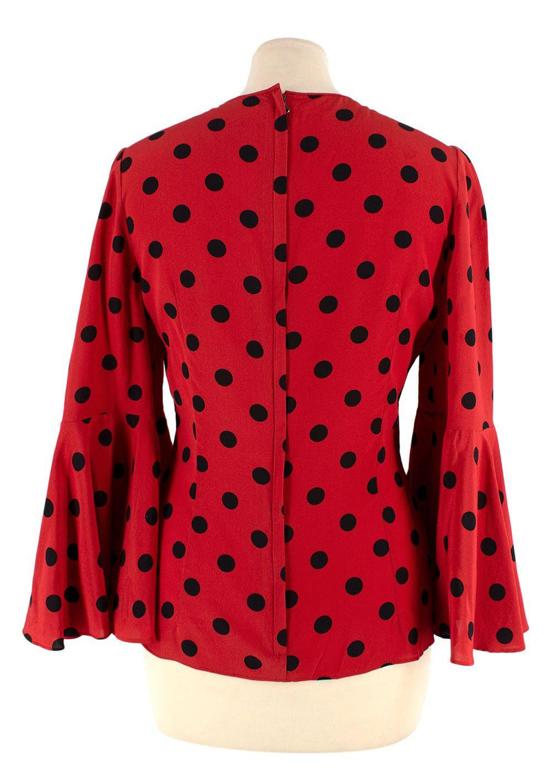 Dolce & Gabbana Red and Black Polka Dot Blouse
