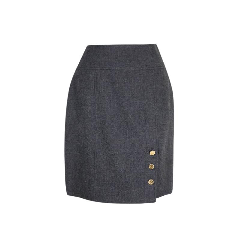 Chanel Boutique Grey Wool Skirt