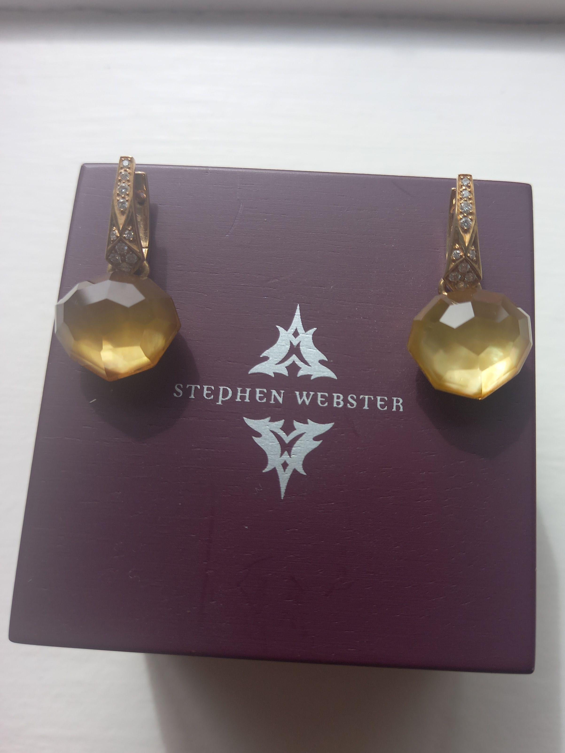 Stephen Webster 18ct Yellow Gold Citron & Diamond Earrings