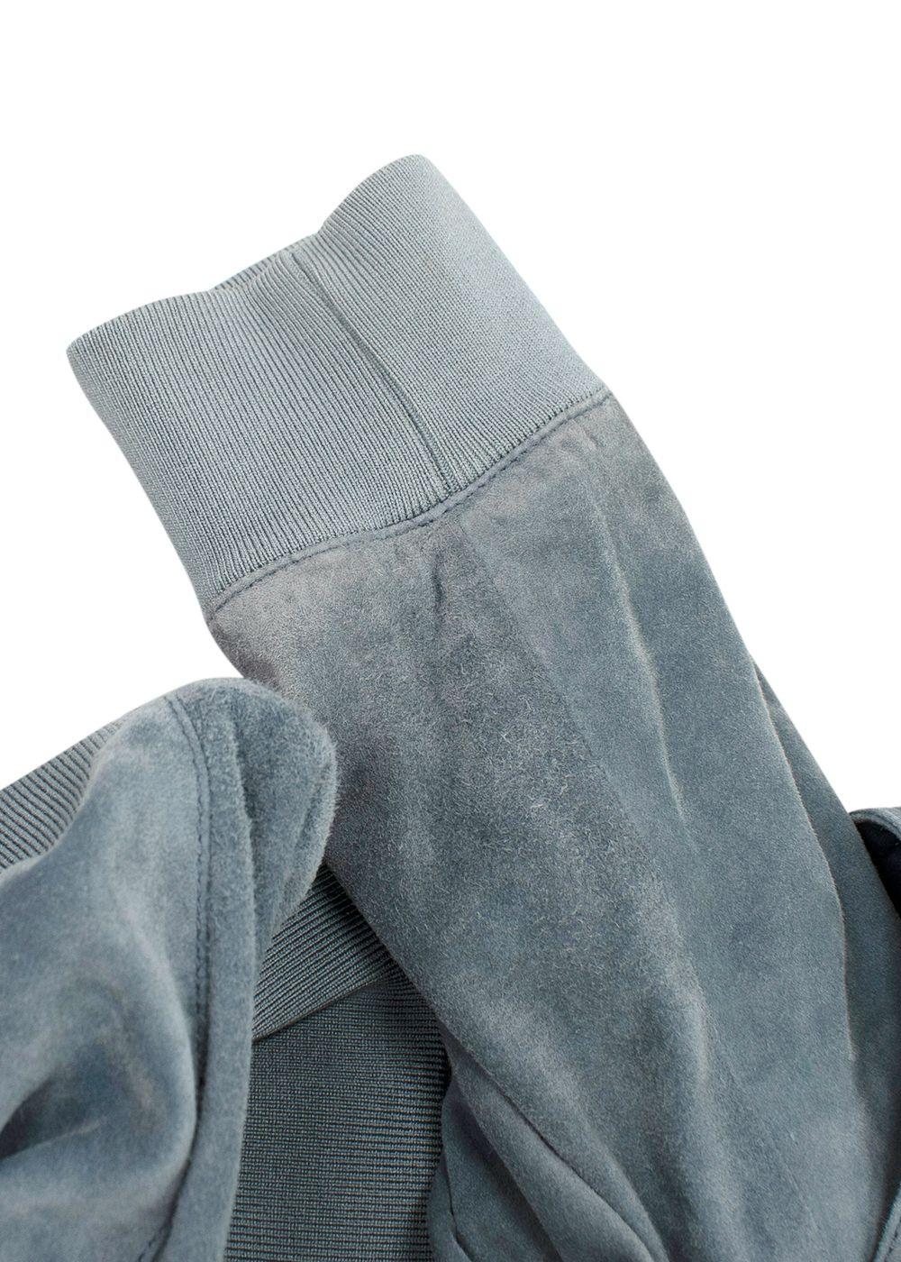 Louis Vuitton Bleu Gris Suede Bomber Jacket